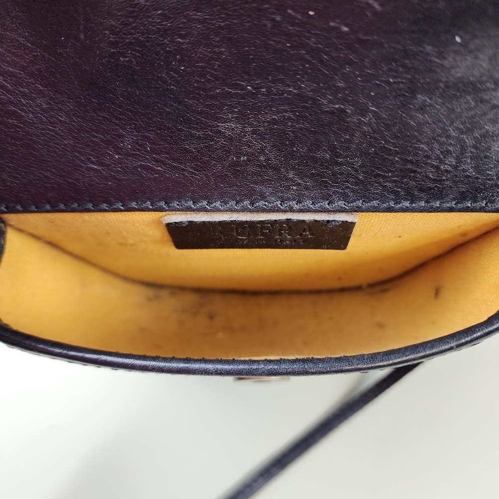RUFRA Made In Italy Black Woven Small Purse Leather Gold Detail - Picture 9 of 15